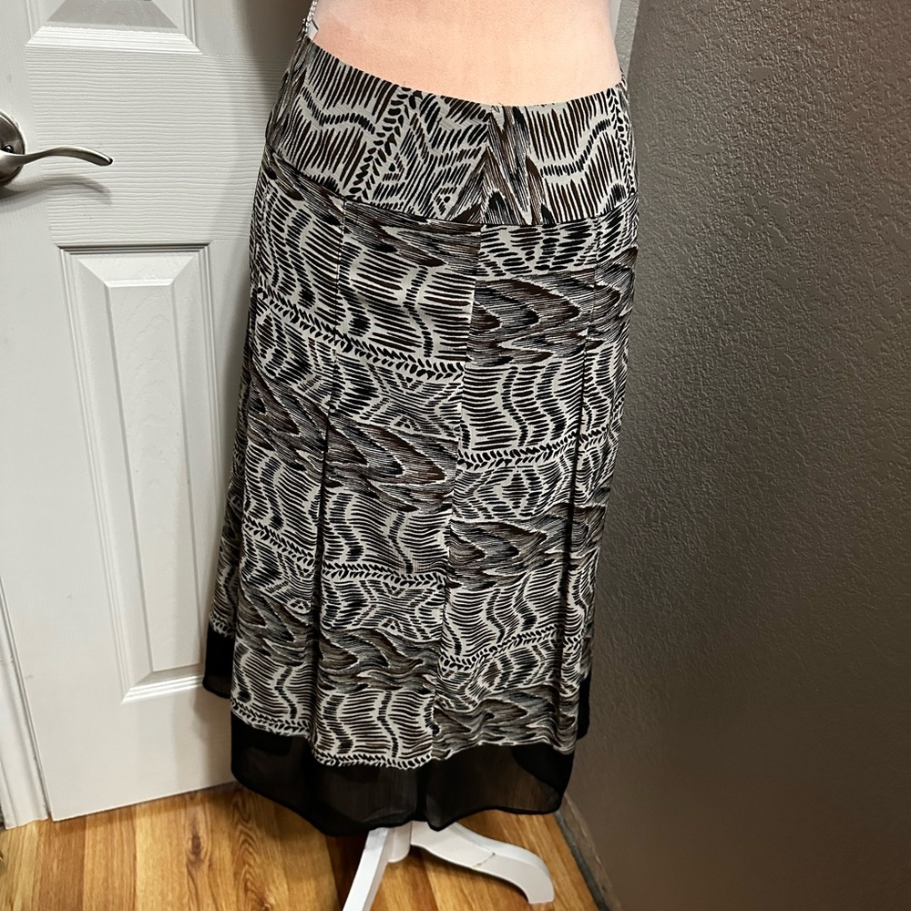 Australian Tribal Print Midi Skirt with Chiffon Hem